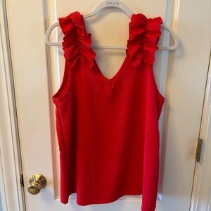 Entro Vibrant Red Ruffle Sleeve Blouse Size Medium